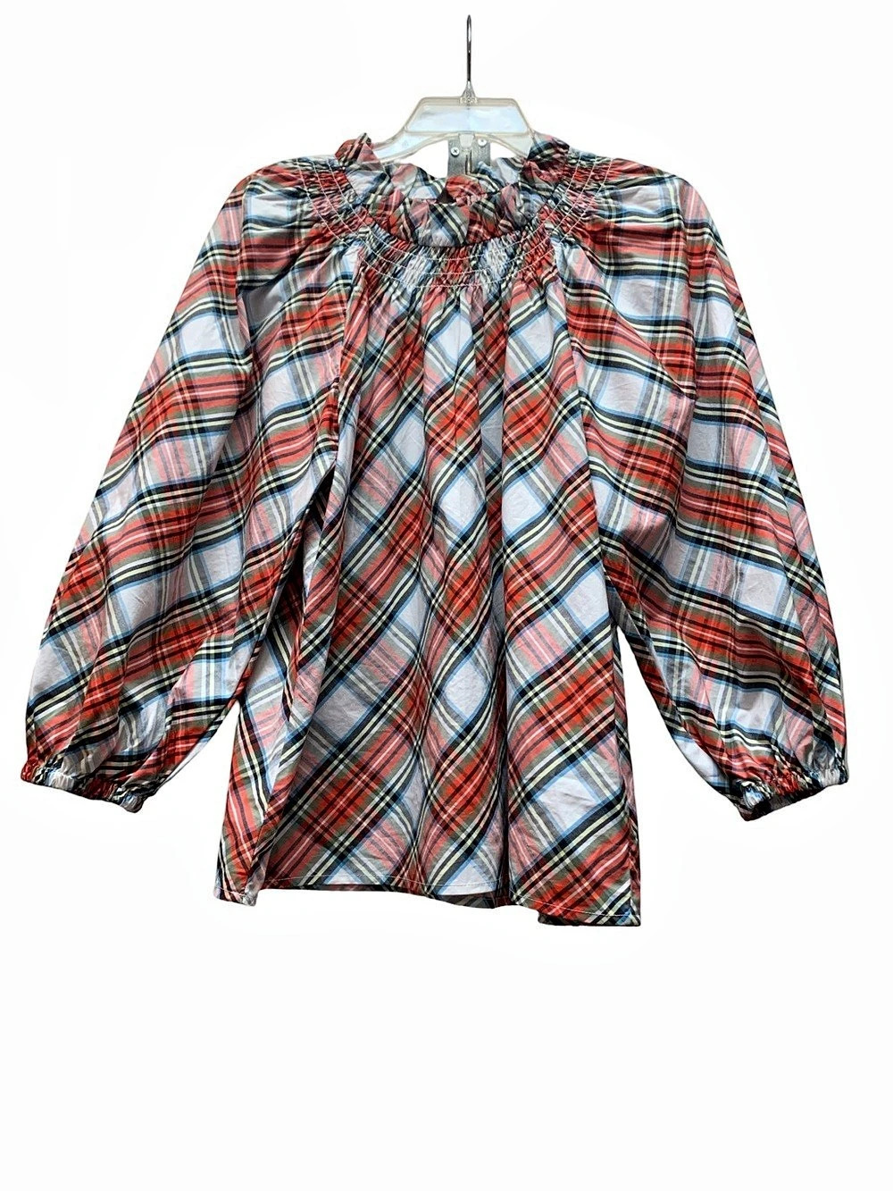 J.Crew Plaid Blouse in Red & Blue Size Small Like New